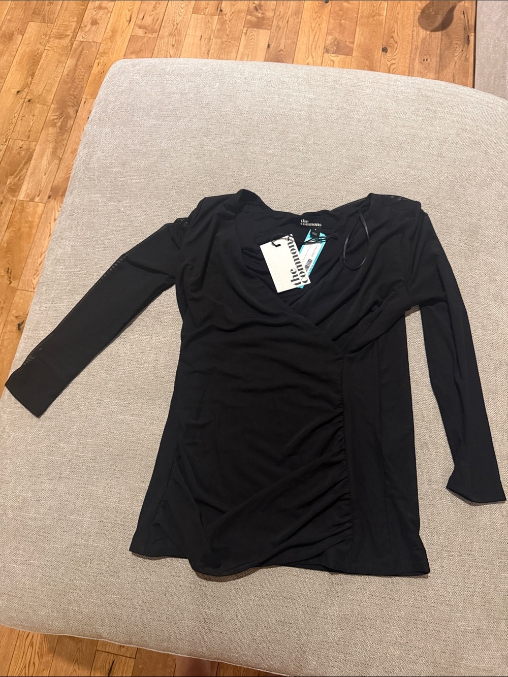 NWT - The Commons - Willow Three Quarter Sleeve Illusion Mesh Knit Top